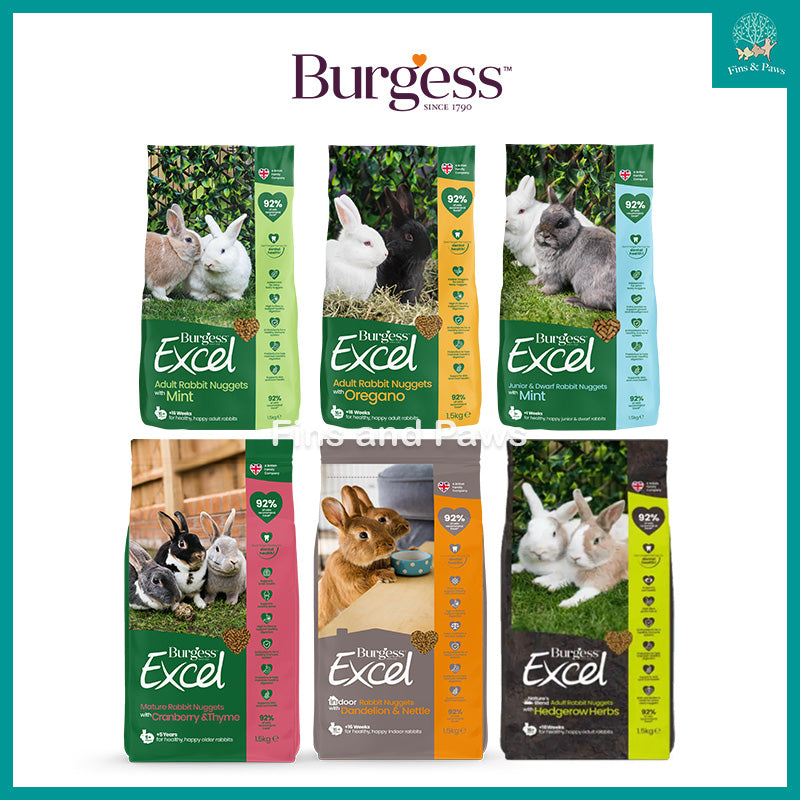 Burgess Excel Tasty Nuggets for Rabbit 1.5kg Rabbit Food Rabbit Pe Fins and Paws