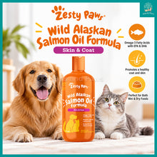 Load image into Gallery viewer, [Zesty Paws] Pure Wild Alaskan Salmon Oil for Cats and Dogs | Skin &amp; Coat Supplement Shiny Coat Food Topper