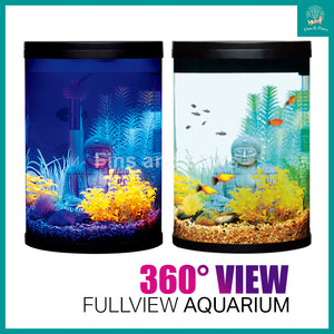 Resun] Fullview 360° Round Aquarium Fish Tank (with LED Lights and