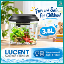 Load image into Gallery viewer, [Resun] 3.8L Lucent Tabletop Aquarium Fish Tank (with LED Lights and Filter)