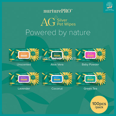 [Nurture Pro] AG Silver Pet Wipes 100pcs | Thick, Soft, Alcohol-Free Antibacterial Wet Wipes for Dogs, Cats & Small Pets
