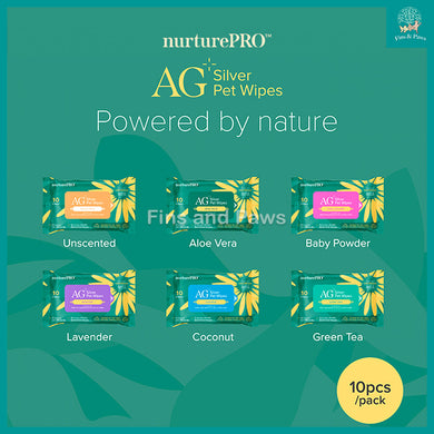 [Nurture Pro] AG Silver Pet Wipes 10pcs | Thick, Soft, Alcohol-Free Antibacterial Wet Wipes for Dogs, Cats & Small Pets