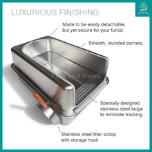 Load image into Gallery viewer, [Cuddly Paws] Stainless Steel Cat Litter Box 60x40x30cm - with Stainless Steel Scoop