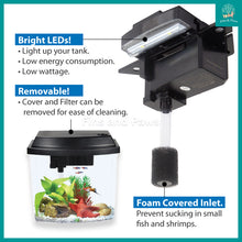 Load image into Gallery viewer, [Resun] 3.8L Lucent Tabletop Aquarium Fish Tank (with LED Lights and Filter)