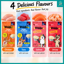Load image into Gallery viewer, [Waldo] Creamy Puree Cat Treats 60g (4 x 15g Sachets)