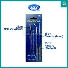 Load image into Gallery viewer, [JBJ] Quality Stainless Steel Scissor, Bend Pinsette and Straight Pinsette for Planted Aquarium - 250mm (3-in-1 Tools Kit)