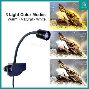 [KAO KUI] 3W LED Aquarium Spotlight with Adjustable Lens and 3 Color Modes (Suitable for Biotope, Low Tech Aqua, Freshwater Aquarium)