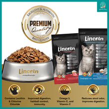 Load image into Gallery viewer, [Lincoln] Cat Premium Dry Food Kibbles 1kg (Kitten / Weight Loss / Active), Contains Omega-3, Taurine, Prebiotic and Multi-Vitamins.