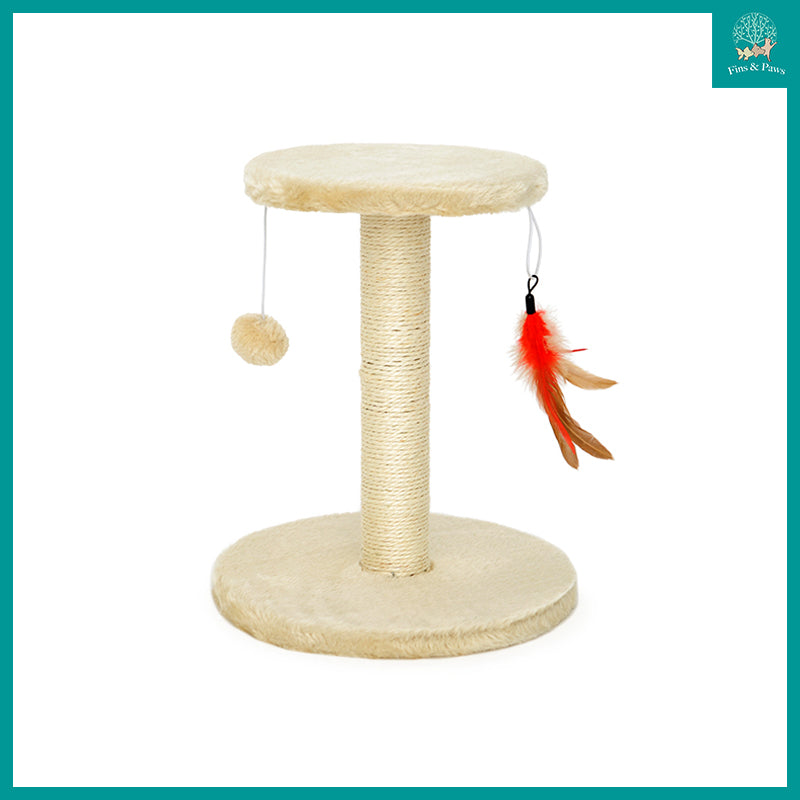 [Cuddly Paws] Mini Cat Scratch Tower with Cat Toy (Diameter L30 x H35.5cm)