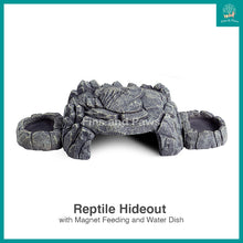 Load image into Gallery viewer, [Reptizoo] Grey Rock Magnetic 3-in-1 Feeding and Water Dishes Hideout Ornament suitable for Reptiles, Small Animals, Crabs, and Insects (EHR34)