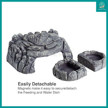 Load image into Gallery viewer, [Reptizoo] Grey Rock Magnetic 3-in-1 Feeding and Water Dishes Hideout Ornament suitable for Reptiles, Small Animals, Crabs, and Insects (EHR34)