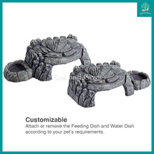 Load image into Gallery viewer, [Reptizoo] Grey Rock Magnetic 3-in-1 Feeding and Water Dishes Hideout Ornament suitable for Reptiles, Small Animals, Crabs, and Insects (EHR34)