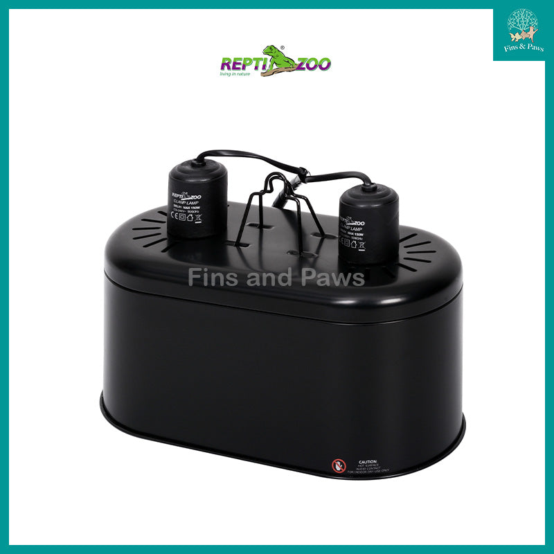 ReptiZoo Dual Dome Lamp Fixture for Terrarium Reptile Tank Max 2 Fins and Paws