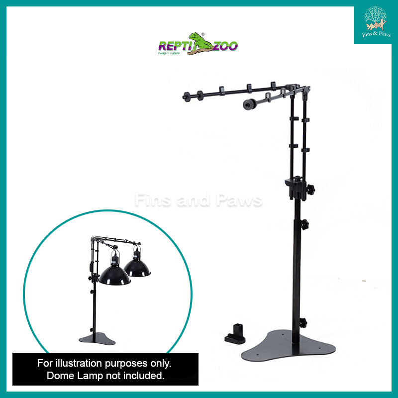 [ReptiZoo] LH009D 2-in-1 Dual Dome Lamp Stand (Clip or Standing Bracket) for Turtle, Reptile or Terrarium