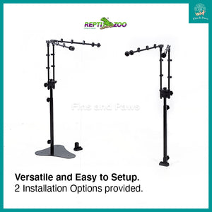 [ReptiZoo] LH009D 2-in-1 Dual Dome Lamp Stand (Clip or Standing Bracket) for Turtle, Reptile or Terrarium