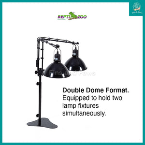 [ReptiZoo] LH009D 2-in-1 Dual Dome Lamp Stand (Clip or Standing Bracket) for Turtle, Reptile or Terrarium