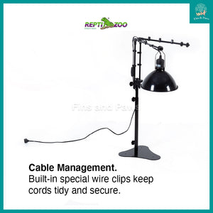 [ReptiZoo] LH009D 2-in-1 Dual Dome Lamp Stand (Clip or Standing Bracket) for Turtle, Reptile or Terrarium