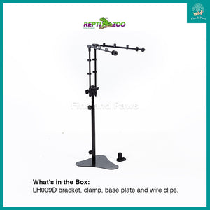 [ReptiZoo] LH009D 2-in-1 Dual Dome Lamp Stand (Clip or Standing Bracket) for Turtle, Reptile or Terrarium