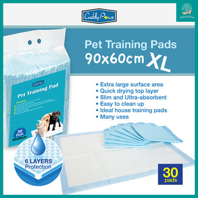 [Cuddly Paws] Pet Training Pee Pads Hi-Absorbent. 90x60cm XL. 30PCS.