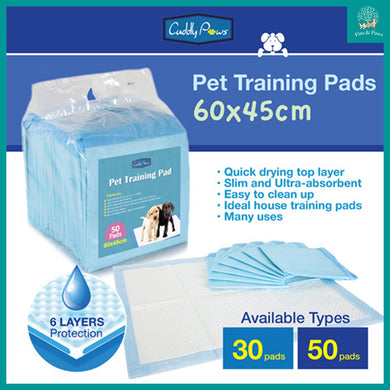 [Cuddly Paws] Pet Training Pee Pads Hi-Absorbent. 60x45cm L. 30PCS / 50PCS.