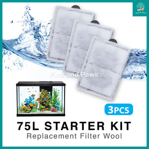 [Resun] 3pcs Replacement Filter Wool for 75L Starter Aquarium Fish Tank | SMX450/550/1000 Hang-On Filter