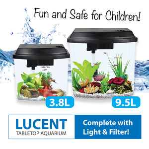 [Resun] 3.8L/9.5L Lucent Tabletop Aquarium Fish Tank (with LED Lights and Filter)