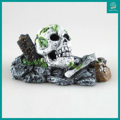 [Acquanova] Skull Skeleton Aquarium Ornament (19x9x10cm)