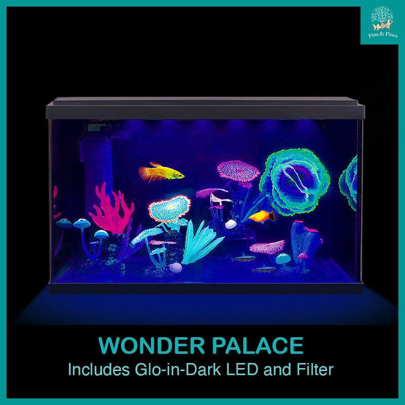 [Resun] Wonder Palace Glow Aquarium Fish Tank 37.8L (with Glow-in-Dark LED Lights and Filter)
